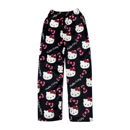 ????? ?ἰ??? Damen Schlafanzughose Hosen Lang Flanell Pyjama Hose Couple Schlafhose Weich Kawaii Pyjamas Anime Bequeme Warme Pyjamahose Lounge Hose Ideal zum Schlafen Warmes Geschenk M