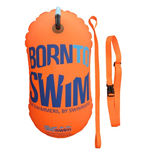 BornToSwim Helle Sicherheitsboje Ohne Trockentasche Schleppboje für Schwimmer, Orange, 28 x 49 cm, BUO-to-U-E-O-LL