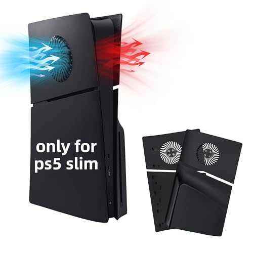 Mcbazel PS5 Slim Frontplattenersatz Faceplates Dauerhafte ABS Schutzersatzabdeckung mit Kühlungsventilzubehör für Playstation 5 Slim Disc Edition -schwarz(Nicht für PS5/PS5 Pro)