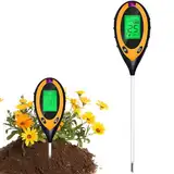 Bodentester, Boden-pH-Messer 4-in-1 Bodentest Messgerät für Feuchtigkeit/Temperatur/pH/Licht, Boden-Feuchtigkeitsmessgerät für Pflanzenerde, Garten, Bauernhof, Rasen