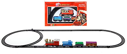 Mini Zug 11-teilig - Weihnachten Eisenbahn mit Lokomotive, 3 Waggons und 7 Schienen - Gesamtgröße ca. 78x28 cm