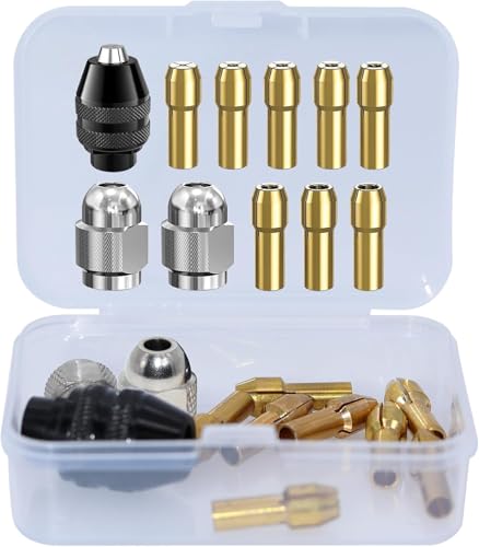 Lcyen 11 Stück Bohrfutter-Spannzangensatz Kompatibel mit Dremel, Bohrfutter Set, Dremel 4486 Bohrfutter, 4485 Spannzangen, Messing-Spannzange Metallmutter, für Dremel 4000, Trio und Mehr, mit Box