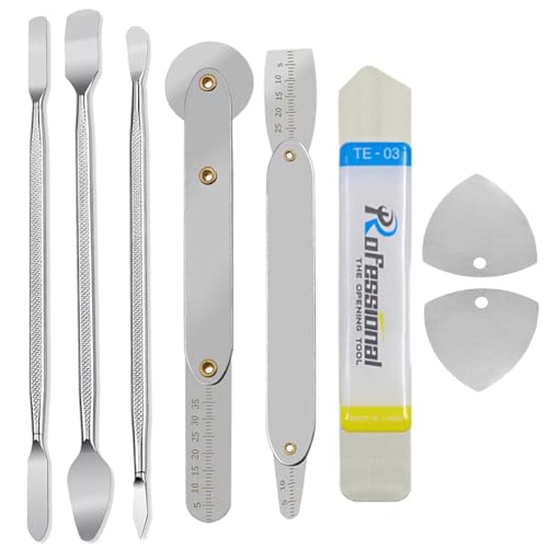 Haojiaho 8 Stück Handy Reparatur Hebelwerkzeug, Metall Langlebig, Ultradünn 0,1 mm Gebogenes LCD-Bildschirms Öffnungswerkzeug, Reparatur Öffnungs Werkzeug Kit für Handy, Laptop, Tablet, iPhone