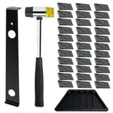 Raxfekro Laminatboden Set, 33 Stück Laminatboden Dichtung, Doppelseitiger Gummihammer, Robuster Gewindeschneidblock und Zugstangen Edelstahl für Laminatboden Klicksystem Bodenwerkzeug-Set