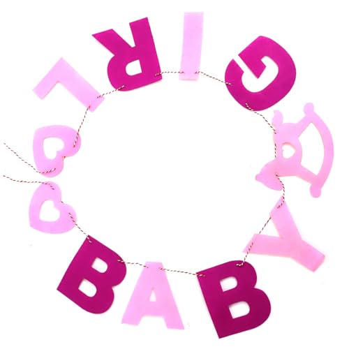 VOSAREA babyparty dekoration Gäste Filzgirlande Geburtstag Girlande für Mädchen Willkommen Oh Neon Fee dekosand rosa dekoration rosa girl decoration Babymädchen-Banner Girl Ammer