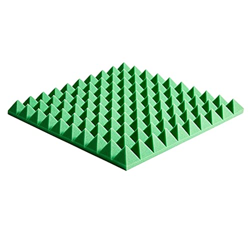 XBSXP Akustikschaumplatten, Pyramiden-Schallschutz für Wände mit hoher Dichte für KTV-Audiostudio-Raum 50x50x5cm 10 Stück (Farbe: Grün)