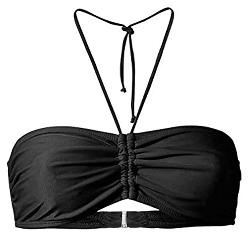 Bikini Oberteil Bandeau Bandeau Top Damen Abnehmbare Träger und Trägerlos Bandeau Bikini Oberteil Schwarz Top Bademode Beachwear Damen American Bikini Badeanzüge Passform Lässige