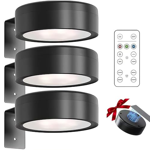 KBIBCK 2 Stück Bildbeleuchtung Kabellos, Akku Wandleuchte Innen Bild Licht Mit Fernbedienung, Picture Lights for Wall with 3 Color Temps, (Neger)