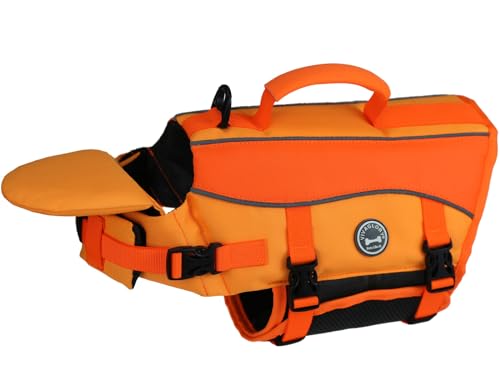 VIVAGLORY Hunde Schwimmweste mit abnehmbarem Frontauftrieb, Rettungsweste mit Reflektierenden Besätzen & Zusätzliche Polsterung zum Schwimmen & Bootfahren Dunkelorange S