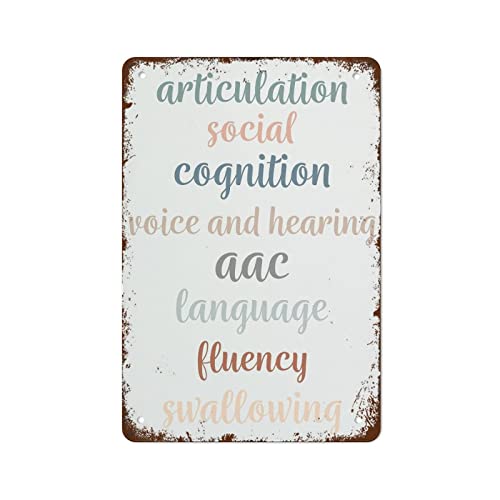 Retro Metall Blechschild Sprechtherapie Poster für Logopädie Sprachdruck 30,5 x 20,3 cm Moderne Wandkunst Dekoration für Zuhause Wohnzimmer Restaurant Büro Cafe Bar Club Garage Männerhöhle