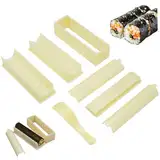 Yaoliucp Sushi -Making -Kit, quadratische, runde und herzförmige Sushi -Form mit Löffel und sogar Schlitz für den einfachen Schneiden von Plastikhersteller für Haushalt, Werbespot