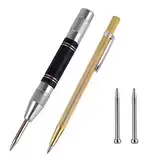 WangCang 2 Stücke Automatik Körner Anreißnadel set Automatische Center Punch Werkzeug Selbstschlagendes Getreide Verstellbare Spannung mit Ersatzspitzen,für Metall, Holz, Glas, dünne Stahlbleche (2)