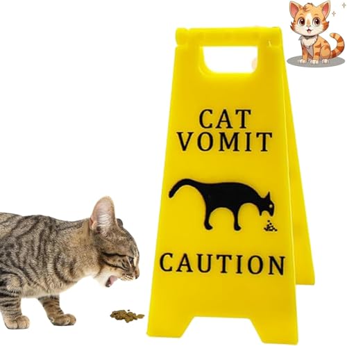 Katzen Kotzschild, 10cm Lustige Gag Katzen Hunde Kotz Warnschilder, Cat Dog Vomit Sign, Katzen Hunde Kotz Hof Schild, Prank Geschenk Für Katzen Hundeliebhaber (Katze)