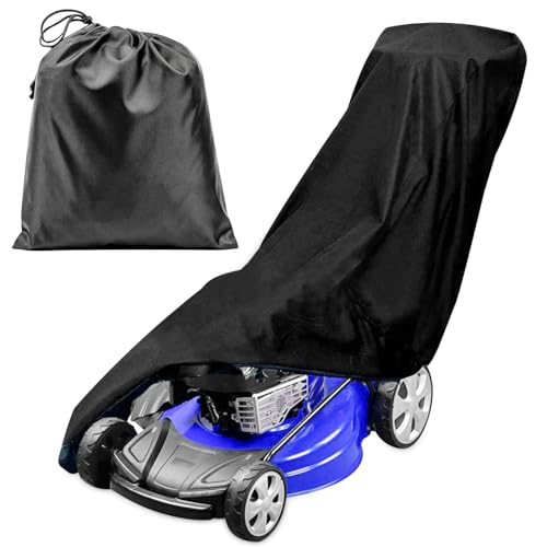 Rasenmäher Abdeckung, 193x112x64 cm 210D Oxford Rasenmäher Schutzhülle, Wasserdicht, Anti-UV, Staubdicht, Wetterfest Universal Rasenmäher Abdeckplane mit Kordelzug und Aufbewahrungstasche