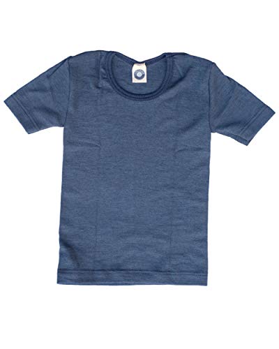 Cosilana, Kinder Unterhemd/T-Shirt, 70% Wolle und 30% Seide (128, Marine)