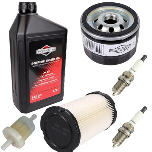 Wartungsset für Husqvarna TC 142T B&S 7200 Ölfilter + Luftfilter + Öl 2L + Zündkerzen ORIGINAL 992306, 586458801