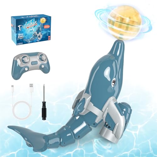 snookids Ferngesteuerter Delfin Wasserspielzeug Kinder, 2.4GHz Delfin RC Ferngesteuertes Boot Spielzeug, Wasserdichter Fernbedienung, Delfin Spielzeug für Kinder Wasser-Party Geschenk