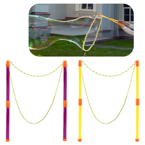 Riesenseifenblasen,2 Paar Seifenblasen Groß,Teleskopische Entwurfs Seifenblasen Stab,Einfache Tragen Riesenseifenblasen Set für Kinder Erwachsene Outdoor Spielzeug Gartenspielzeug