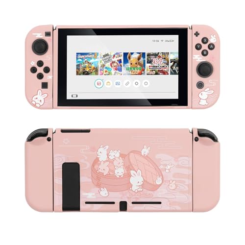 GeekShare Pink Hase Schutzhülle Kompatibel mit Switch, Soft TPU Slim Case Cover Fit Schalterkonsole (Steamed Bun Rabbit) [Videospiel]