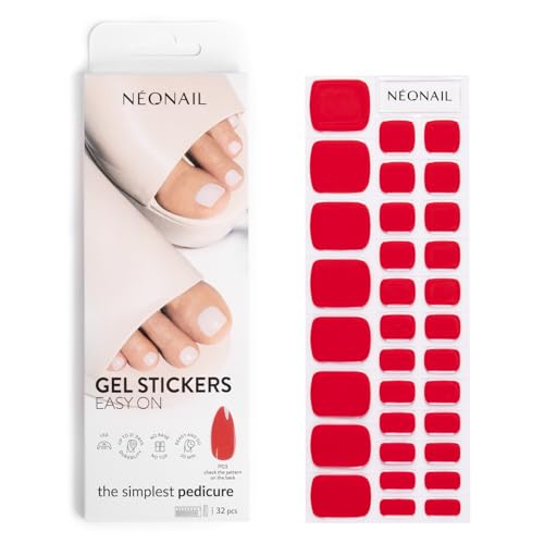 NEONAIL Gel UV Stickers Easy On P03 - Rot - Nagelsticker - Nagellackstreifen - Gel-Nagelaufkleber - Nagelaufkleber für Füße und Hände - Fingernägel zum aufkleben - Nageldesign - 1 Blatt 32 Stk
