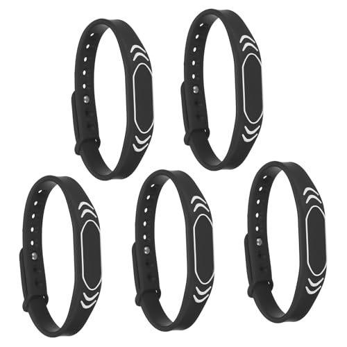 PATIKIL RFID Silikon Armbänder 5 Pack 13.56MHZ IC Karte Armband Wasserdicht Ausweis Armbänder Zugang Kontrolle für Schwimmbad Badezentrum Schwarz