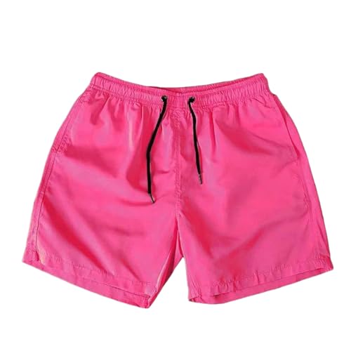 WKAYsIV Chinos Herren Shorts in Herren für Herren, bonbonfarbene Viertelhose, sportliche Herren-Shorts, locker, schnell trocknend, dünn, Strandhose Herren Hose Schwarz Kurz(Wassermelonenrot,3XL)