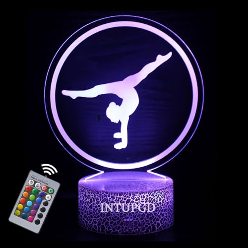INTUPGD Gymnastik Nachtlicht für Kinder, 3D Licht Lampe 16 Farbändernde mit Fernbedienung, Geschenke Geburtstag Schlafzimmer Dekor Lampe (Gymnastik)