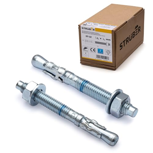 STRÜBER Schwerlastanker verzinkt (M10x100mm / 20 Stück) - Bolzenanker in Industriequalität - Keilanker aus verzinktem Stahl - Schwerlastdübel - Ankerbolzen - Stahlanker
