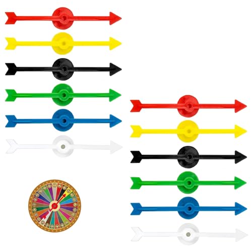 EUYKQNOI 12 Stück Pfeil Spiel Zeiger Spinner,10cm Kunststoff Pfeil Spinner, Brettspiel Spinner,Pfeil Spinner Set aus Kunststoff, Für Spiele und Unterricht,rainbow spinner,glücksrad zum drehen,6 Farben