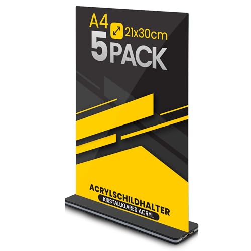 GOYAPRINT Präsentationsständer aus Plexiglas, A4, für Menüs und Werbung, transparent, für Plakate und Broschüren, Menühalter für Restaurants, Büros, Hotels und Veranstaltungen (5, A4)