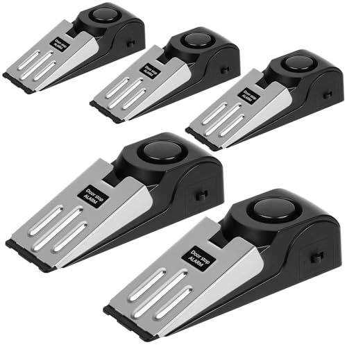 Flintronic Türstopper Alarm, 5 Stück Alarm Türstopper Türalarm Einbruchschutz 120dB, Tür Sicherheit Einstellbares Doppelschutz, Sicherheitsgerät für Zuhause, Hotel und Reisen, (Batterien nicht im)