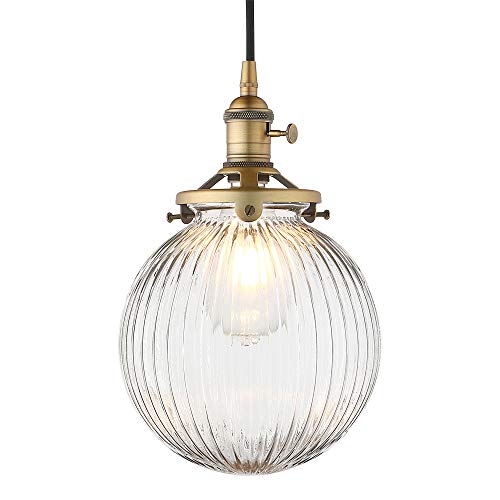 Yosoan Pendelleuchte Kugel Klar Glas Deckenleuchte Hängelampe Loft Kronleuchter Industrie Loft-Pendelleuchte Pendellampe Innenleuchte für Küche/Esszimmer/Schlafzimmer/Café/Bar/Club (antike Farbe)