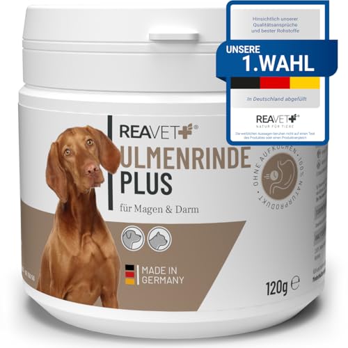 ReaVET USA Ulmenrinde Plus stark schleimend ohne Aufkochen für Hunde & Katzen 120g - Naturrein in Premiumqualität, Verdauung, Darmflora, Magen, Slippery Elm Bark
