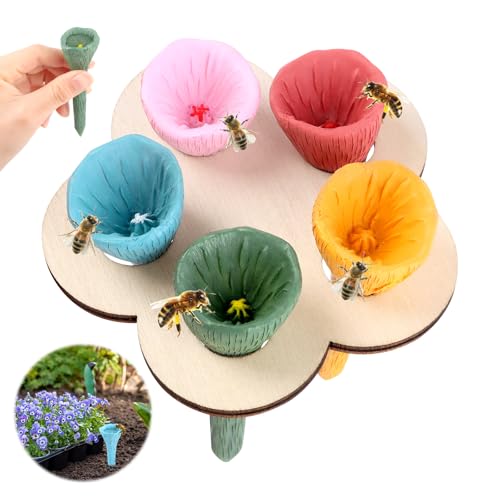 NVIYAM Bienen Insekten Trinkbecher, Bienenbecher für den Garten, Bunte Bienen-Insekt-Trinkbecher, Durstige Bestäuber Brauchen ein Getränk, Bienen brauchen sichere Trinkplätze (Mehrfarbig)