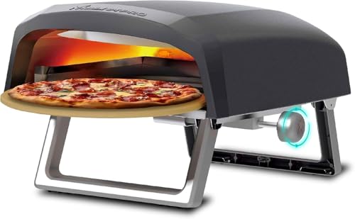 MasterPRO Napoli Drehbackofen für Gas-Pizza, schnelles, gleichmäßiges Garen, Leistung bis zu 500 °C, Pizza in 60 Sekunden, Tragetasche und Steinschale im Lieferumfang enthalten