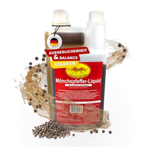 Scheidler horse-direkt Mönchspfeffer Liquid für Pferde 1000ml Hochdosiert – 100% Natürliches Ergänzungsfuttermittel für Rosse bei Stuten – Beruhigung bei Unruhe – Entspannung & Anti-Stress
