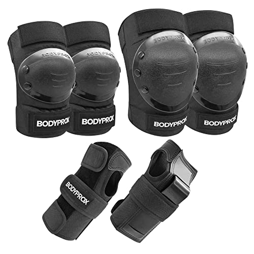 Bodyprox Knieschoner Ellenbogenschoner Handgelenkschützer Set für Skateboarden, Roller Derby, BMX-Fahren und Inlineskaten (S)