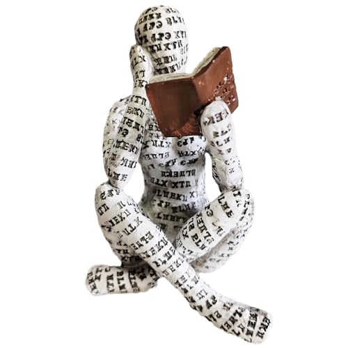 PIGPIGFLY Lesende Frau Skulptur,Regal Deko,Deko Figuren,Bücherwurm-Skulptur,Dekofiguren Wohnzimmer,Kantenhocker Figuren,Modern Abstract Kunst Skulpturen Deko, Bürodekorationen