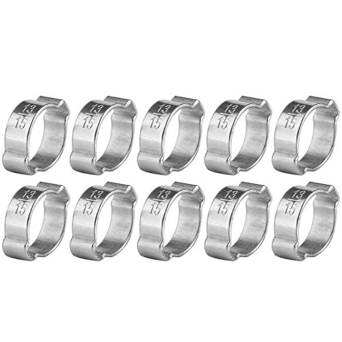 Schlauchschellen, 10 Stück, zweiohrig, aus verzinktem Edelstahl, 5 – 23 mm, für Benzinschlauch Fule (13 – 15 mm)