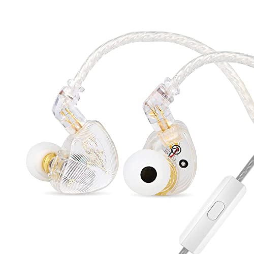 LINSOUL TANGZU Wan'er S.G HiFi 10mm Dynamischer Treiber PET-Membran In-Ear-Kopfhörer mit Ergonomischer Form, Abnehmbares Versenktes 2Pin OFC Flechtkabel für Musiker DJ Bühne(Weiß,Mit Mikrofon)