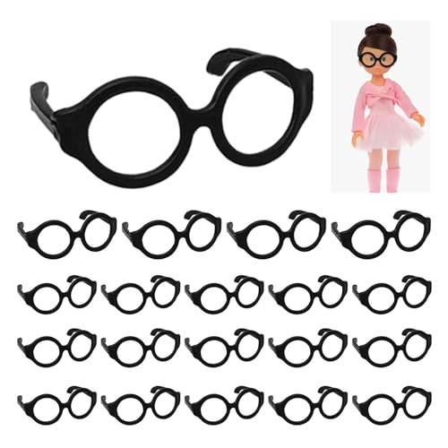 Puppenbrille,Minibrille für Puppen - Linsenlose Puppenbrille | Puppenbrillen, 20 kleine Brillen für 7–12 Zoll große Puppen, Puppenkostüm-Zubehör