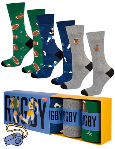 soxo Sport Socken Herren Geschenke Für Männer Lustige Geschenk Sommer Socks Men 3 Paar 40-45 Rugby 3 Paar