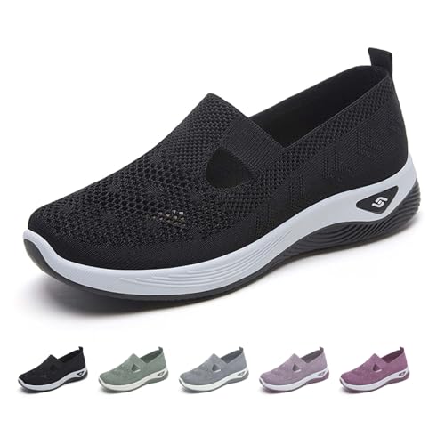 Generisch 2025 Walkingschuhe Damen Leicht, Weite H Orthopädische Barfuß-Sneaker für Sommer, Atmungsaktiv mit Memory-Schaum Bequeme Sportschuhe, Outdoor Turnschuhe