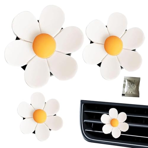 Flower Auto Lufterfrischer | Niedlicher Blumenanhänger Autozubehör | 3pcs Dekorative Auto Vent Clips, Blumen-Auto Parfüm Lufterfrischer Auto Innendekoration