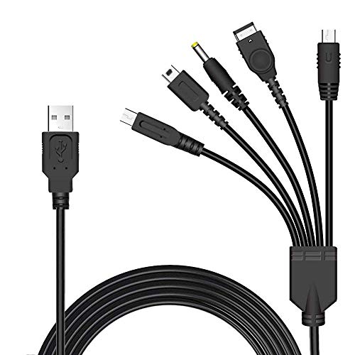 Link-e : 5 in 1 USB Ladekabel Kompatibel mit Nintendo 3DS, New 3DS, 3DS XL, 2DS, DSI, DSI XL, Gameboy Advance GBA SP, DS Lite, DS Konsole, Wii-U Controller und SONY PSP 1000/2000/3000
