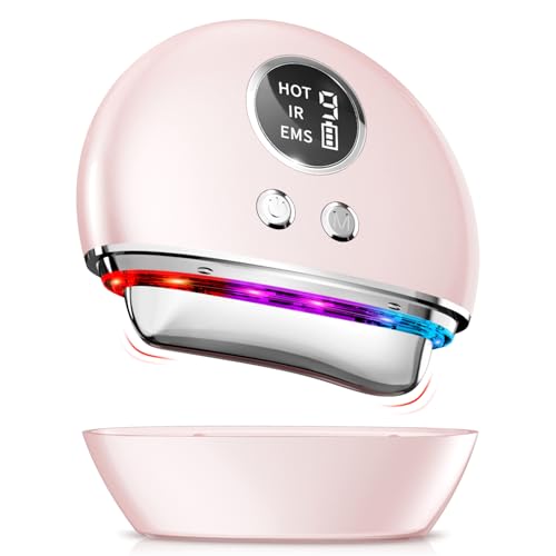Gesichtsmassagegerät Gerät Gesicht Gegen Falten: Face Massager Gua Sha Elektrisch 9 Intensitätsstufen 4 Modi - 45°C EMS Massagegerät Gesicht mit Vibration - 3 LED Gesichtsmassage Straffung und Lifting