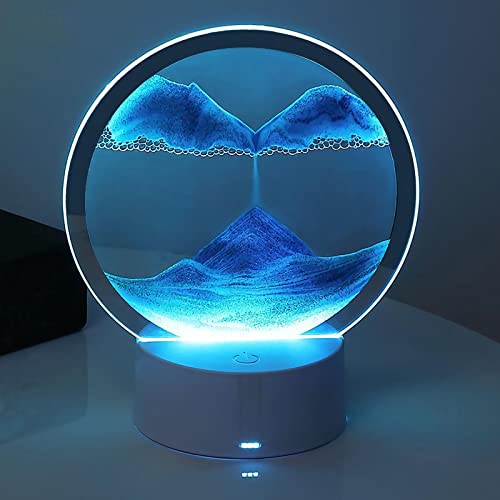 Sandbilder zum Drehen Mit LED Licht,Sandbild,Sandscape - die Sandkunst in Tiefsee,Bewegende Sandkunst,3D Moving Sand Art Table Lamp,3D Fließende Sandmalerei,Dynamisches Sandbild