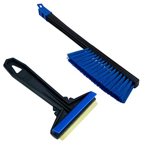 Set - Murska Eiskratzer Messing Scheibenkratzer Auto + Schneebesen Auto Besen Winter Schneefeger Auto Schneebürste Besen Auto Schnee Bürste Feger Auto Finnland (Set L&P A054 + A059 Schwarz Blau)
