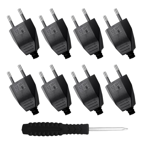 8 Stücke Eurostecker Flach Euro Flachstecker 250V 2.5A Stromstecker Flach Steckdosenstecker mit Schraubendreher für Haushaltsgeräten Kleingeräten Steckdosen