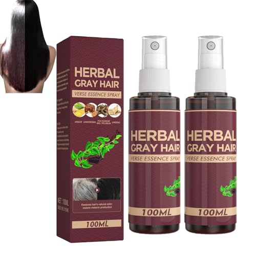 Herbal Gray Hair Spray, Hair Darkening Conditioner, Herbal Gray Hair Essence Spray Kräuter-Haarspray für Graues Haar (2)